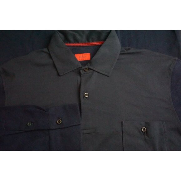 Isaia Napoli Maglia Blue Silk Blend 1/4 button Up Polo LS Shirt M Brand NEW